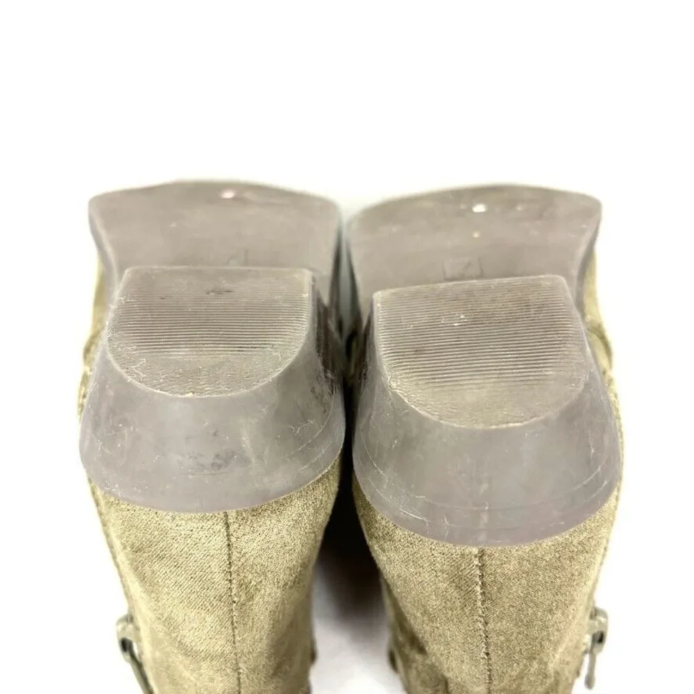 Old Navy Olive Faux Suede Side Zip Western Ankle Bootie Toddler‎ Size 7